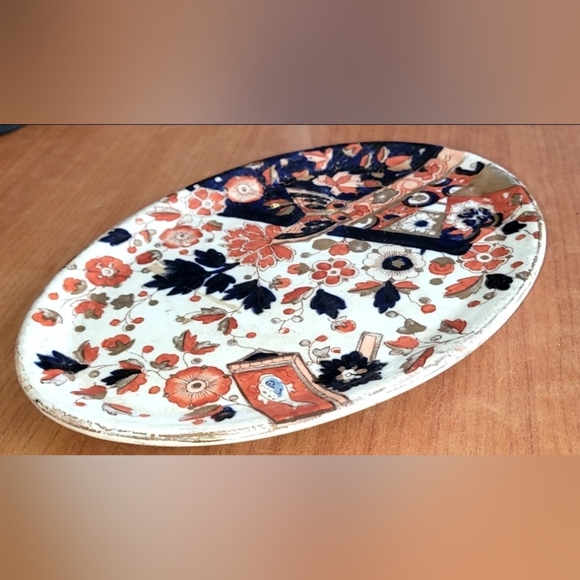 Antique estate plate - RIDGWAY STAFFORDSHIRE DERBY oval footed dish - Picture 2 of 5